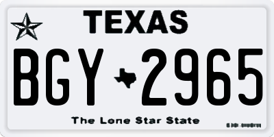 TX license plate BGY2965
