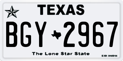 TX license plate BGY2967