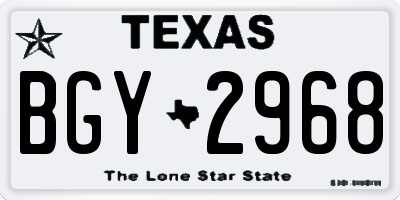 TX license plate BGY2968