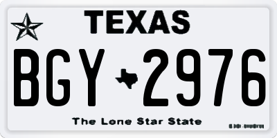 TX license plate BGY2976