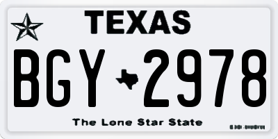 TX license plate BGY2978