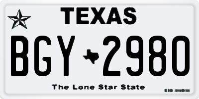 TX license plate BGY2980
