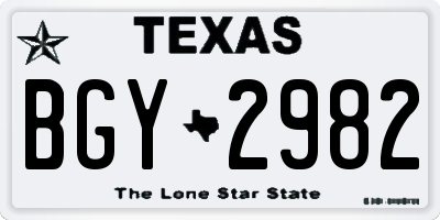TX license plate BGY2982