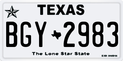 TX license plate BGY2983