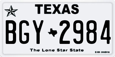 TX license plate BGY2984