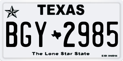 TX license plate BGY2985