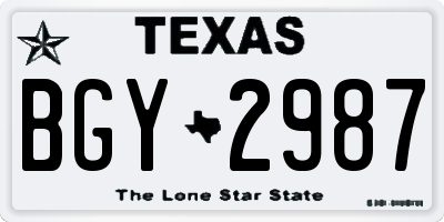 TX license plate BGY2987