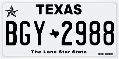 TX license plate BGY2988