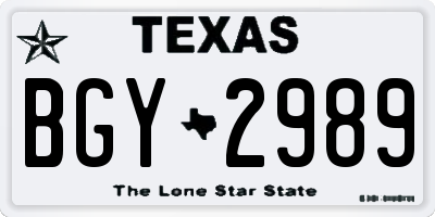 TX license plate BGY2989