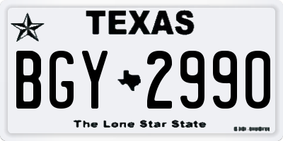 TX license plate BGY2990