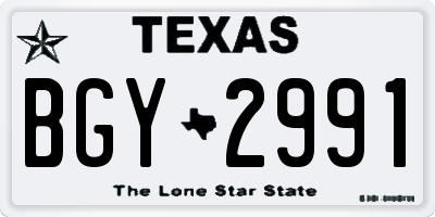 TX license plate BGY2991