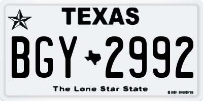 TX license plate BGY2992