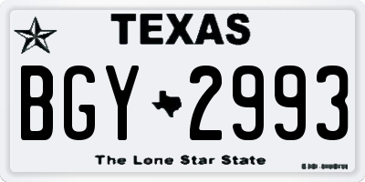 TX license plate BGY2993