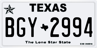 TX license plate BGY2994