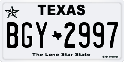 TX license plate BGY2997