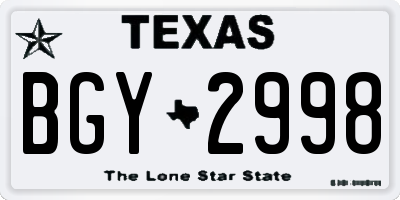 TX license plate BGY2998