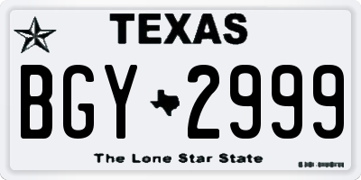 TX license plate BGY2999