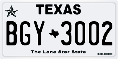 TX license plate BGY3002