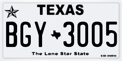 TX license plate BGY3005