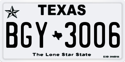 TX license plate BGY3006