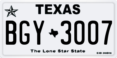 TX license plate BGY3007
