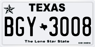 TX license plate BGY3008