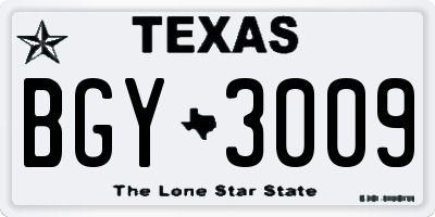TX license plate BGY3009
