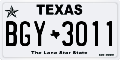 TX license plate BGY3011
