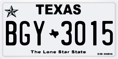 TX license plate BGY3015