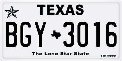 TX license plate BGY3016