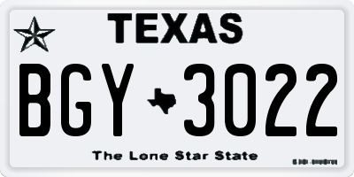 TX license plate BGY3022