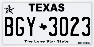 TX license plate BGY3023