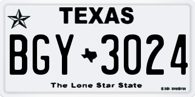 TX license plate BGY3024