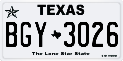 TX license plate BGY3026