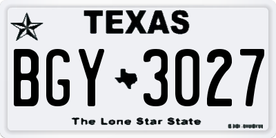 TX license plate BGY3027
