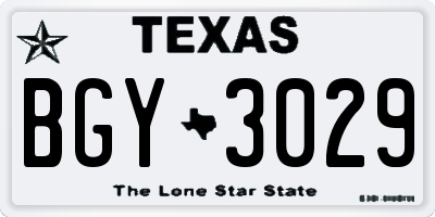 TX license plate BGY3029