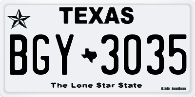 TX license plate BGY3035