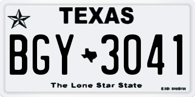TX license plate BGY3041