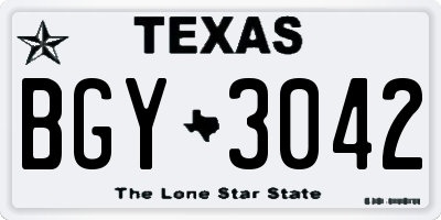 TX license plate BGY3042