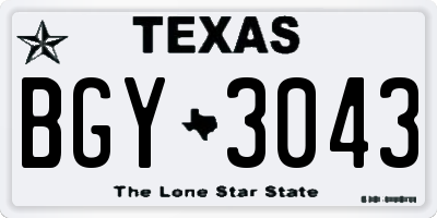 TX license plate BGY3043