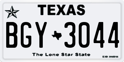 TX license plate BGY3044
