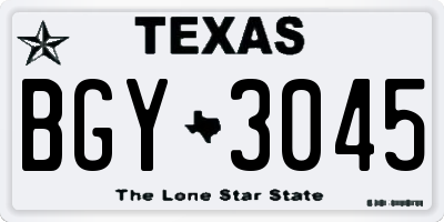 TX license plate BGY3045