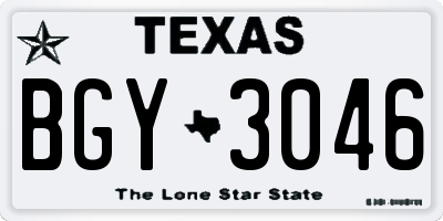TX license plate BGY3046