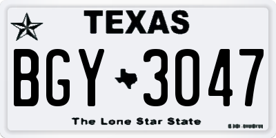 TX license plate BGY3047