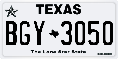 TX license plate BGY3050