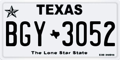TX license plate BGY3052
