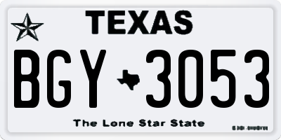 TX license plate BGY3053