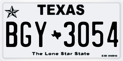 TX license plate BGY3054