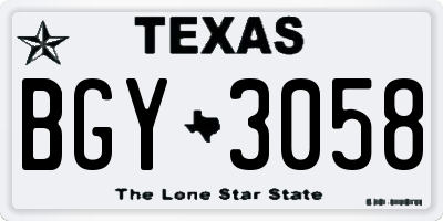 TX license plate BGY3058