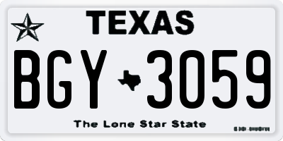 TX license plate BGY3059